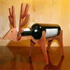 unique wooden winerack deer standing animal winebottle holder