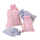 wholesale promotional cheap custom striped cotton canvas fabric bulk drawstring bags