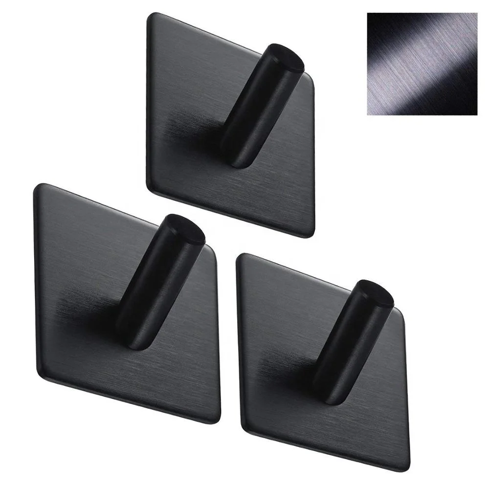 Black 304 Stainless Steel Robe Hooks Towel Stands Strong Sticky Wall Hook, Kitchen Self Adhesive Hooks, Black, silver
Black 304 Stainless Steel Robe Hooks Towel Stands Strong Sticky Wall Hook, Kitchen Self Adhesive Hooks, Black, silver