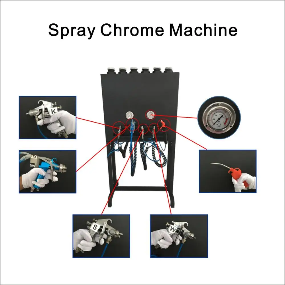 Chrome paint plating system machine with spray guns