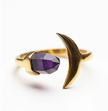 Open-Ended Adjustable Single Stone cuff ring Gold Natural Purple Crystal Hexagonal Crescent Moon Ring
Open-Ended Adjustable Single Stone cuff ring Gold Natural Purple Crystal Hexagonal Crescent Moon Ring