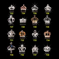 

Free Shipping 16Designs Quality Promise Factory Direct 3d crown bows nail art jewelry nails chain pendant strass rhinestones