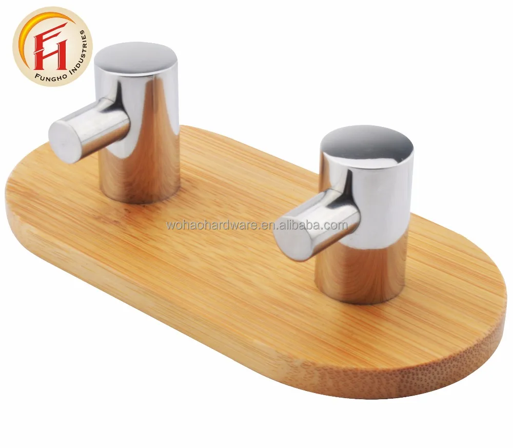 Bamboo wall hanging adhesive stainless steel 304 clothes towel hook for kitchen