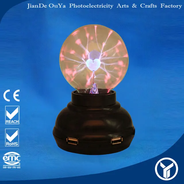 magic light gift 3" usb plasma ball with heart deco