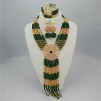 

Beautiful african women Crystal Beaded Necklaces Costume Nigerian Wedding African Beads Jewelry Set for Women