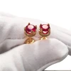 Latest Ruby Gemstone Earrings Design 925 Sterling Silver Single Stone Gold Stud Earrings