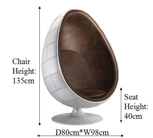 Aviator Egg Pod Easy Chair - Genuine Leather - Polished Aluminum Ovalia –  Knox Deco