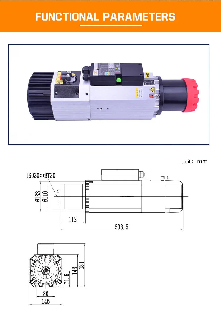 Top selling MHS72-7512FS electric spindle motor for metal cut