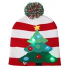 Winter Christmas LED lights wholesales holiday jacquard knitted beanie