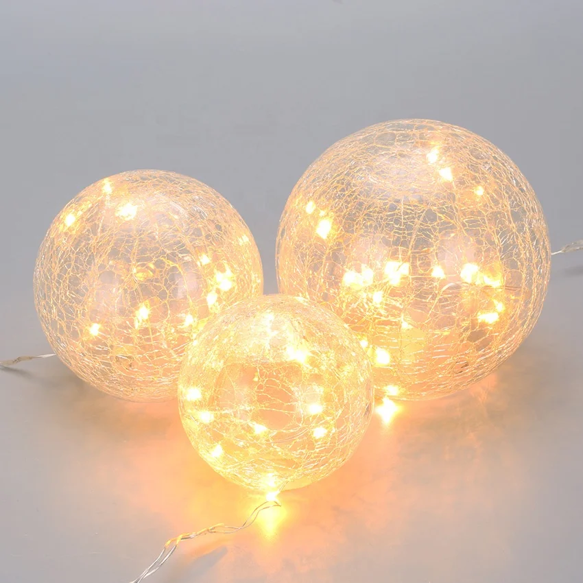 Warm White Led Crackle Glass Ball Glass Lighting Crackle Glass