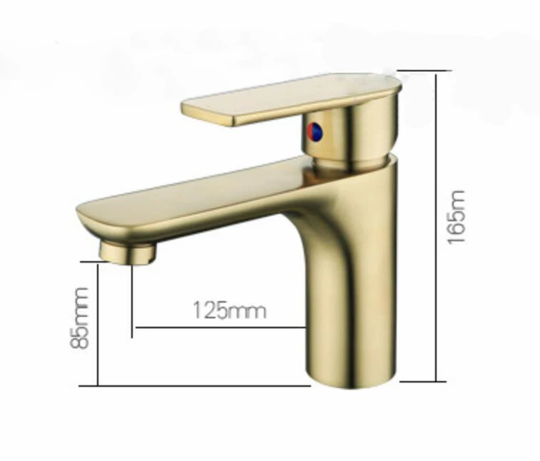 Single Handle Sink Mixer Tap Hot and Cold Water Bathroom Basin Brushed Gold Faucet