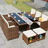 Outdoor fashion unique design square round table and chairs cane furniture
