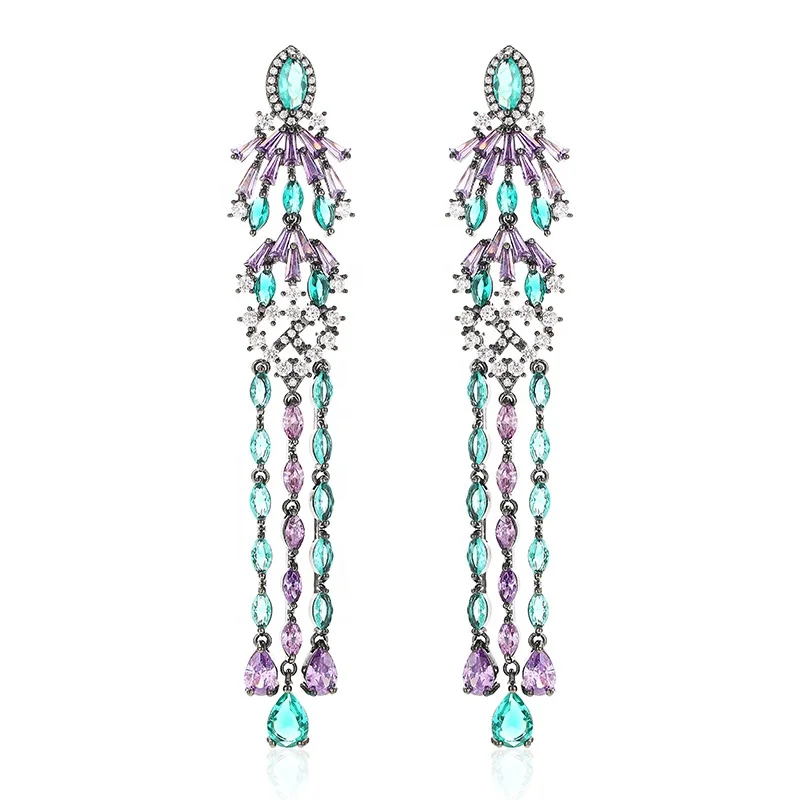 2019 New Design 84mm Long Tassel Cubic Zircon Dangle Earrings Trendy Personality Party Earrings For Women, Multi color
2019 New Design 84mm Long Tassel Cubic Zircon Dangle Earrings Trendy Personality Party Earrings For Women, Multi color
