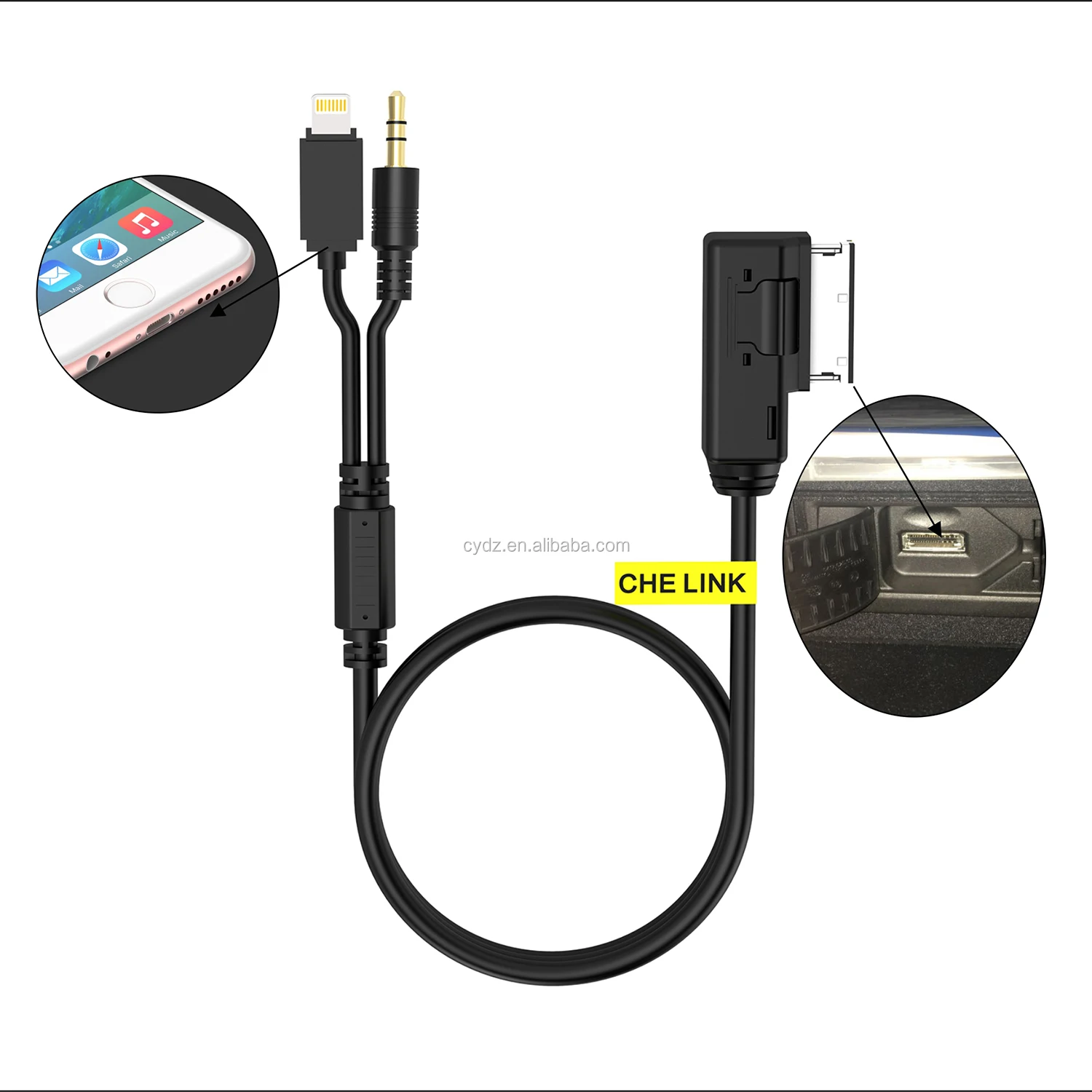 For Audi VW iPod iPhone 5 6 Car Cable AUX AMI MMI Audio Interface Lead Connector - ANKUX.COM