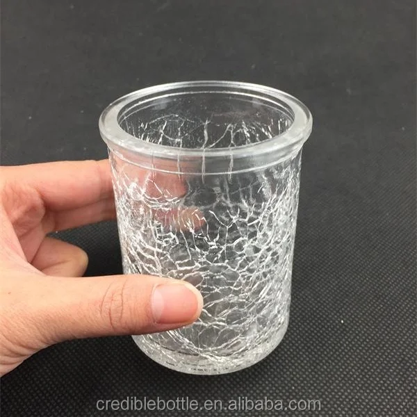180ml clear glass candle holder cracked 6oz glass candle jars