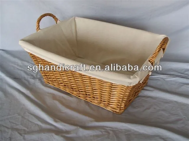 2017 hand crafted rustic willow wicker basket with wood handles