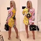 A-J1790YC Fashion Casual Lady Sexy Fall Clothing Long Sleeve Printed Plus Size Shirts Club Mini Dresses For Women