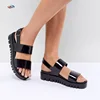 Popular Shoes Black Chunky Jelly Flat Sandals Ladies Sandals Photo