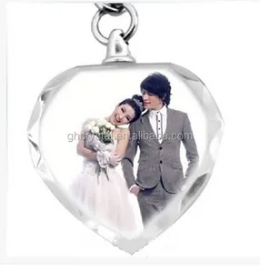 hot design 3d engraving crystal heart shape keychain