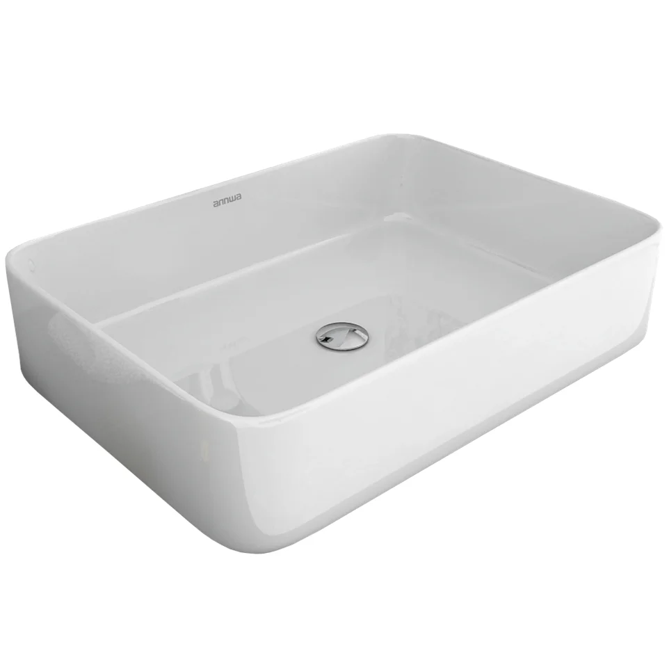 ANNWA NT20 Ceramic White Square Bathroom Single Hole Art Wash Basin