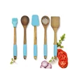 Top Seller Silicone Gel Kitchen Utensil Sets Cooking Rubber Wood Kitchen Tools