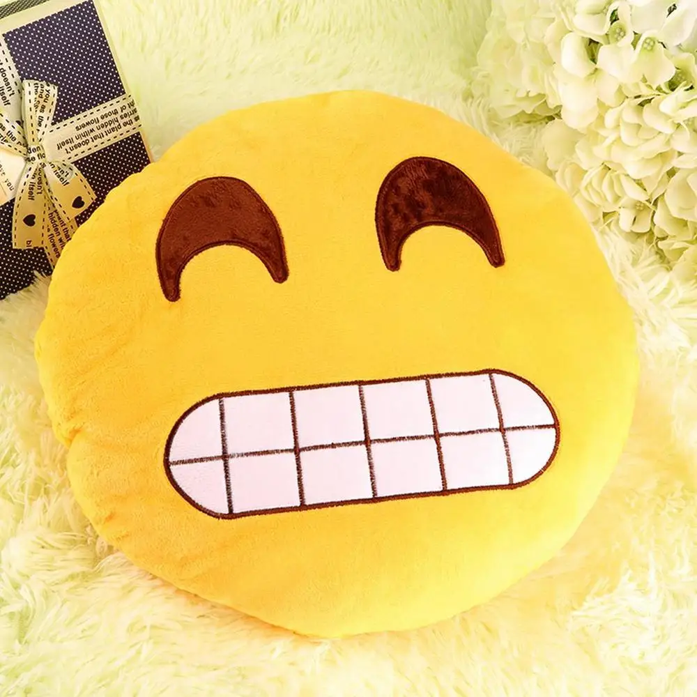 pretty Soft cute Emoji Smile Emoticon Pretty Round Cushion Pillow Stuffed Plush Toy