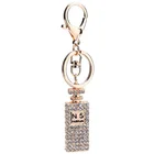 Fashion Lady Crystal Jewelry Alloy Diamond Square Perfume Bottle Diamond Painting Keychain