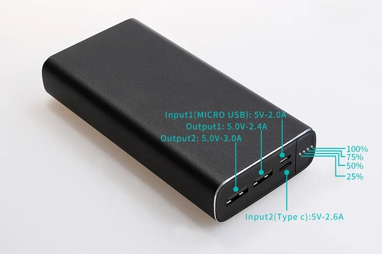 18W PD QC Fast Charging 20000 mah Power Bank Portable Powerbank Battery with Type C Micro USB 2 Input Port - ANKUX.COM