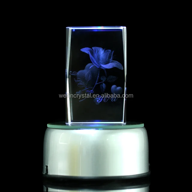 flower image crystal 3d laser engraving gift for valentines day