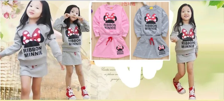 minnie kids clothes girls clothing sets baby girl cartoon t-shirt+ skirt 2pcs set ropa mujer ensemble fille meisjes kleding