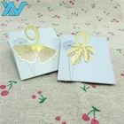 Small order Golden color Special custom leaf shape S/S metal bookmark