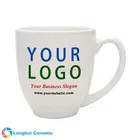 16ounce bistro shape white custom ceramic coffee cup logo