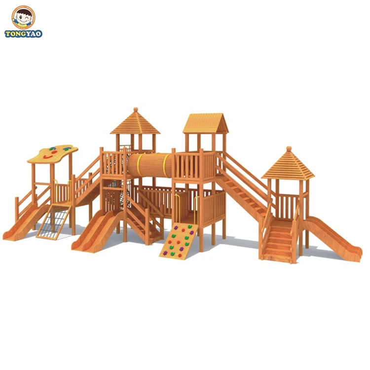 wooden outdoor slide