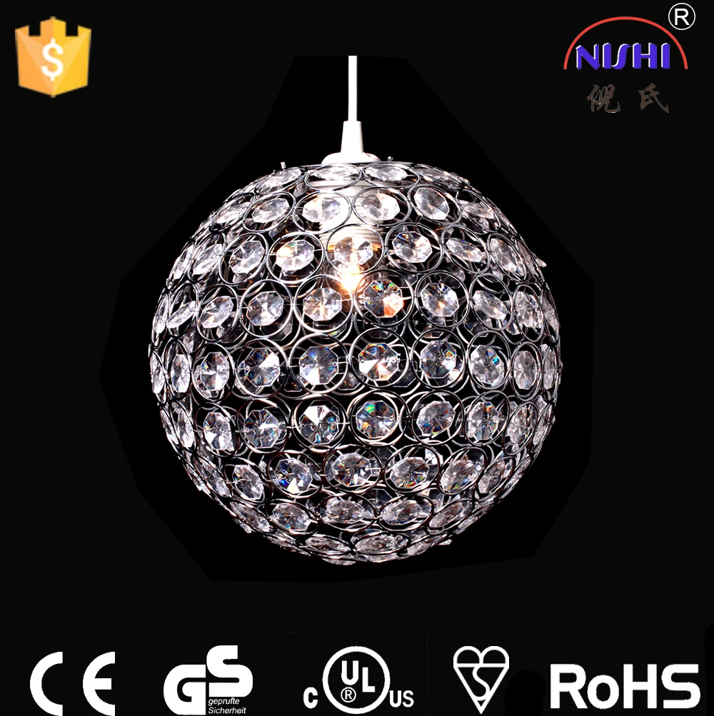 ns-120313 round crystal ball shade 1l pendant light