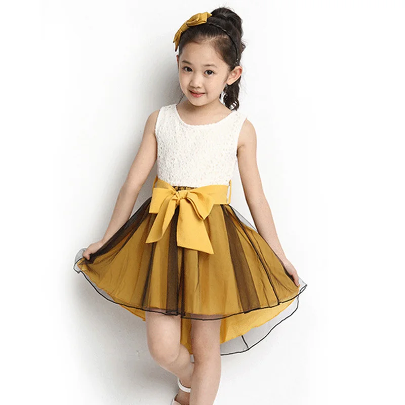 Teenage Girls Elegant Birthday Dress Kids Sleeveless Dovetail Mesh Dresses Children's Prom Dress Adults Summer Clothing CA195