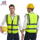 High Vis Reflectivet Safety Vest clothing with Zipper and 4 Pockets