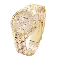 

Luxury Geneva Brand fashion gold watch women ladies Crystal dress quartz wrist watch