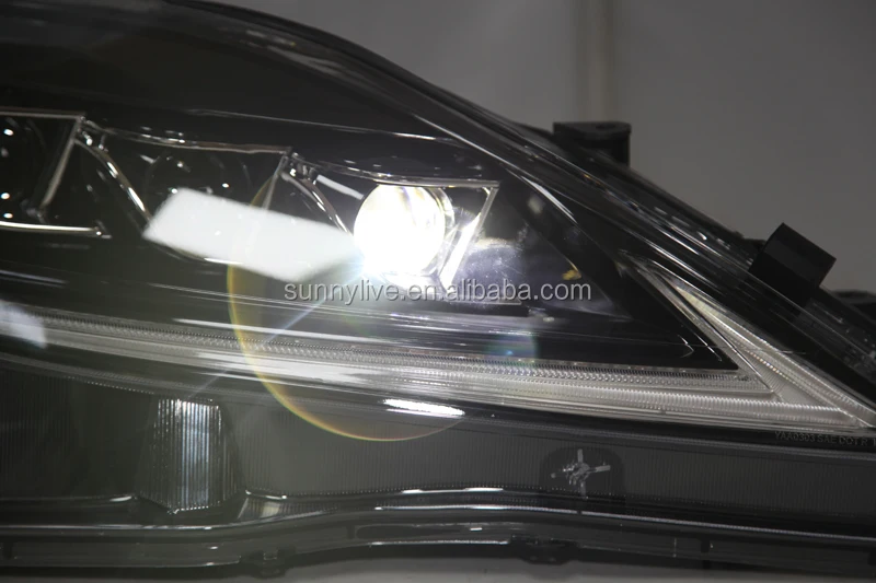 LED Head Lamps with Projector Lens 2006-2012 Year Black Housing FOR Lexus IS250 YZ
