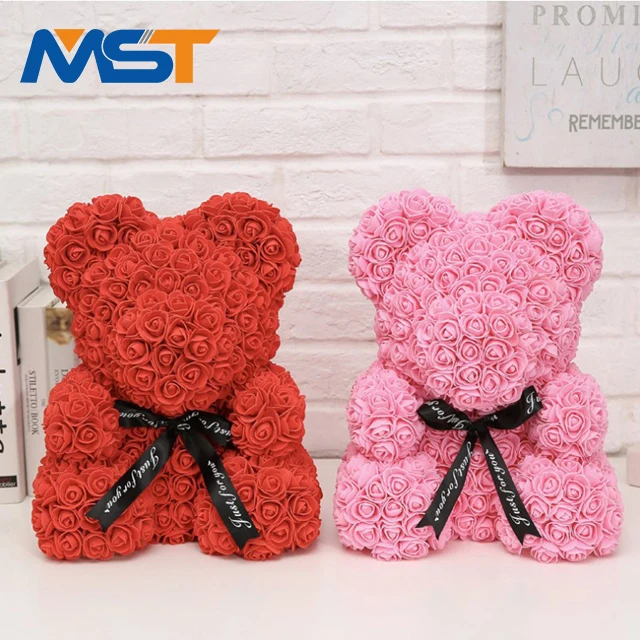 Factory price novelty forever love cute pe rose flower foam bear For Birthday Gifts .jpg