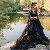 Two Piece Long Sleeves Plus Size Pakistan Black Ball Gown Bridal Dress For Girls