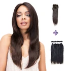 closure with 6 pieces body wave/straight wave cheap brazilian hair bundles for black women