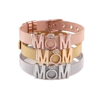

Custom Stainless Steel Mesh Bracelet Charm Bangle, Mom Keeper Slide Charm Bracelets