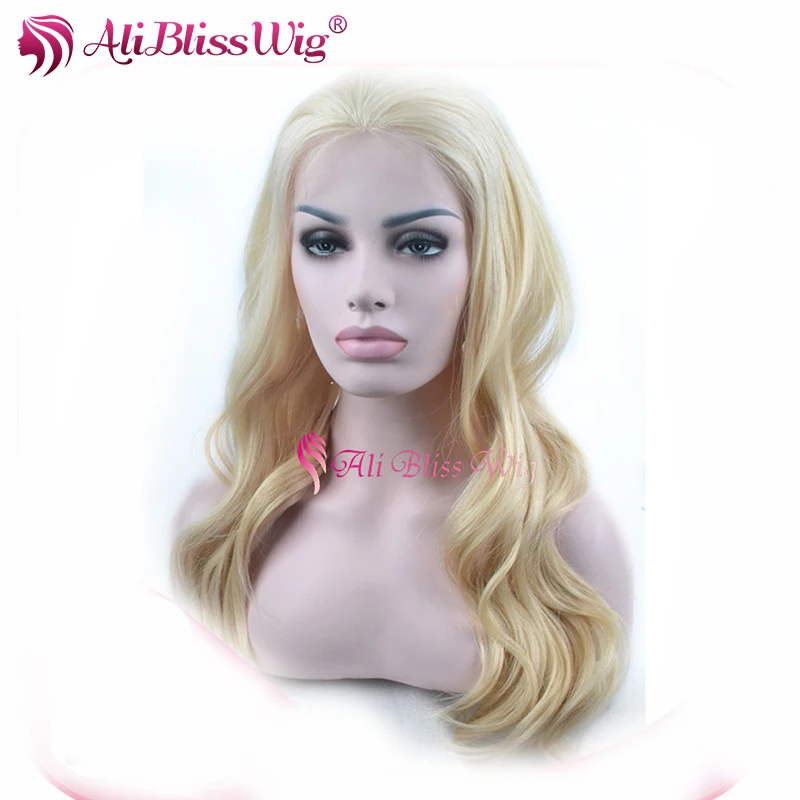 Cheap Golden Blonde Natural Body Wave Silk Base Full Lace hair wigs and patches for young pretty girls