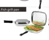 SA-12092 Double Fish Grill Pan Cookware Cooking pot Induction cooker 18/8 304 Stainless Steel BBQ Grill