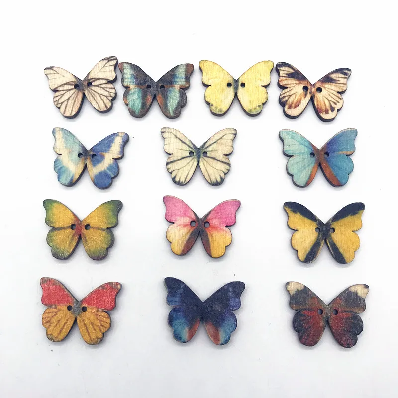 Wholesale colorful wooden butterfly buttons