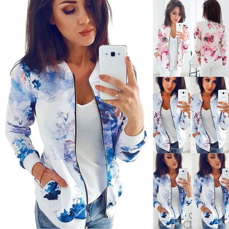 Floral Print Baseball Jacket Bomber Jacket Women Basic Coats Long Sleeve Top Streetwear Zipper Casual Outwear
Floral Print Baseball Jacket Bomber Jacket Women Basic Coats Long Sleeve Top Streetwear Zipper Casual Outwear