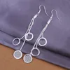 Korean Eco Friendly Tassel Sterling Silver Plating Disc Round Circle Sand Drop Dangle Earring Jewelry For Women Fashion