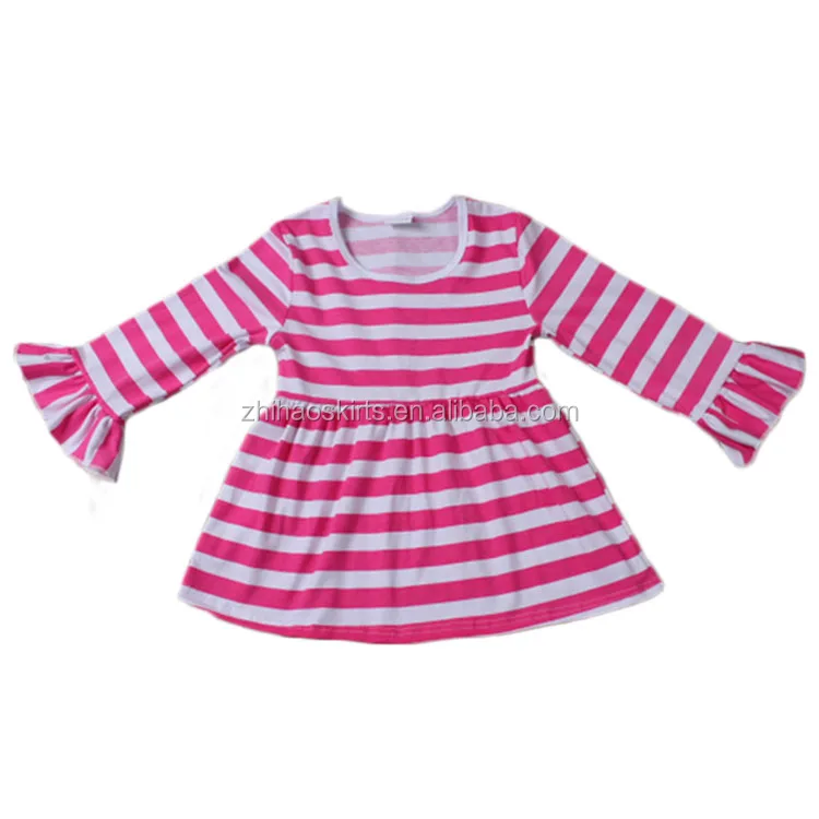 工場卸売価格シンプルなスタイルホットピンクストライプsoftextile赤ちゃん女の子冬ドレス-ジュニア服（女）ドレス問屋・仕入れ・卸・卸売り