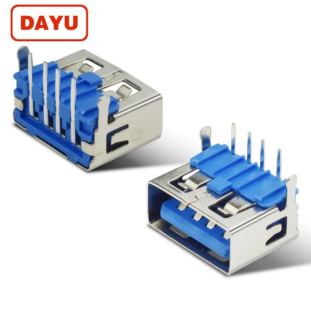 5 Pieces USB2.0 Type A Female Jack Right Angle PCB Mount Port