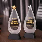 Award Custom Water Drop Modeling Blank Transparent Crystal Trophy Company Internal Trophy Award
